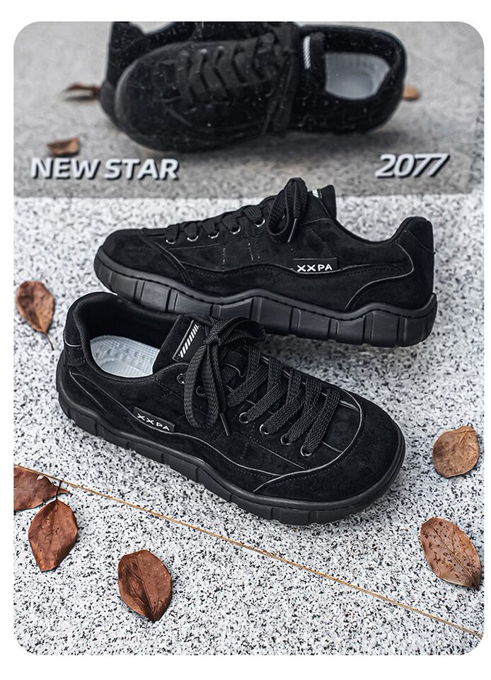 Giày sneaker nam cổ thấp form rộng mũi tròn, đế dày 3 cm, phong cách retro, cỡ lớn — 5018 Kaki, 5018 màu lạc đà, 5018 màu đen chi tiết 21