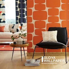 现代简约几何墙纸卧室客厅电视背景墙橘色暖色系壁纸民宿壁画