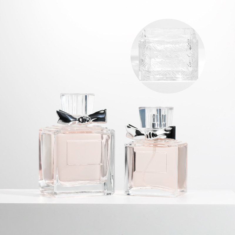 方形玻璃香水分装瓶子裸瓶50ml带喷头香水补水按压喷雾瓶子高级感