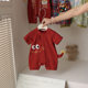 Guofeng Baby Summer Clothes Hundred Days Banquet Baby Red Dress Ha Clothes Cute Super Cute Little Dragon One-piece Clothes for Weeks