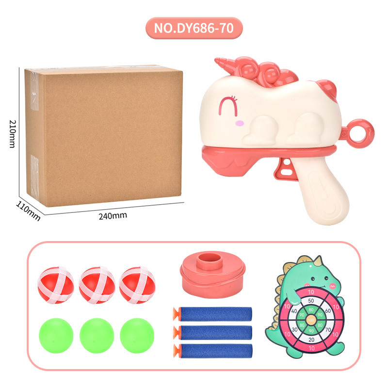 Interacción padre-hijo dibujos animados modelo de bolas de dinosaurio juguetes para niños bolas pegajosas pistola de catapulta puesta en barracas juguetes transfronterizos