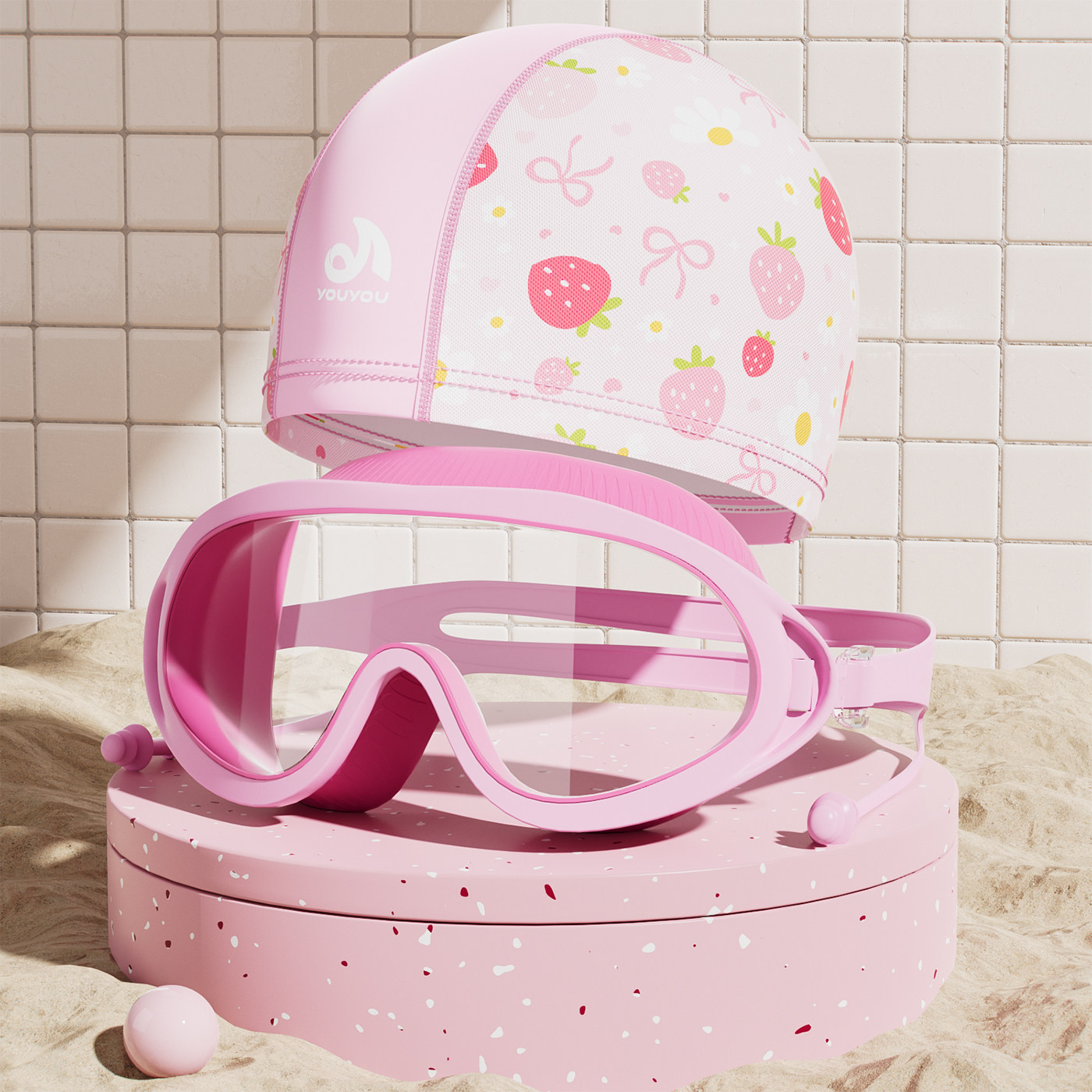 Set de Gafas de Natación de Marco Grande con Gorro para Niños PC Antivaho e Impermeable image 13