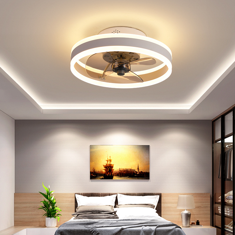 Fabricantes de lámparas de ventilador de techo para suministrar ventilador de techo LED simple nórdico tricolor variable hojas de ventilador proyecto de comercio exterior image 1
