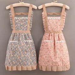 キャンバスエプロンキッチン家庭用調理油防止ネット赤防汚作業服カバー服新型出勤して腰を囲んで通気する