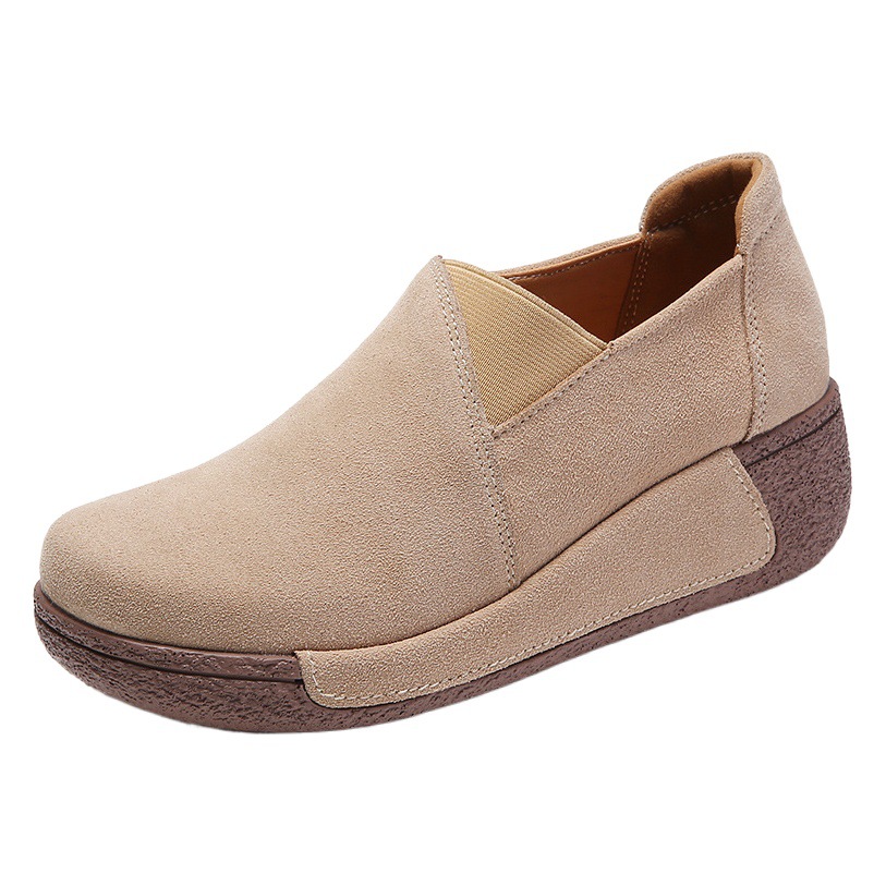 Zapatillas de Piel Auténtica Primavera/Verano 2025, Estilo Coreano, Moda, Suela Gruesa, Zapatos de Plataforma, Zapatos de Mujer, Zapatos Casuales para Mamá