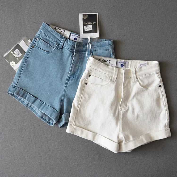Hot-Selling Denim Shorts, Summer Classic High-Waisted Elastic Cuffed Versatile Slimming Shorts for Women