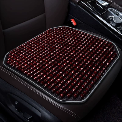 Seat cushion, seat cover — Summer car seat cushion four seasons - plain-and-elegant-jujube-wooden-bead-non-slip-square-mat-single-seat