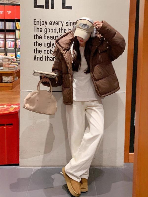 韩版宽松立领连帽2025年新款女冬季高级感加厚保暖面包服棉服|undefined
