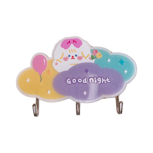 Reusable Non-Piercing Cartoon Hanger for Bathroom Keys, Strong Adhesive Cute Hook for Entryway and Behind the Door