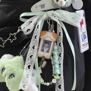 [One piece drop shipping] ins ballet love girl bow milk blue ribbon bag hanging new pendant is so cute