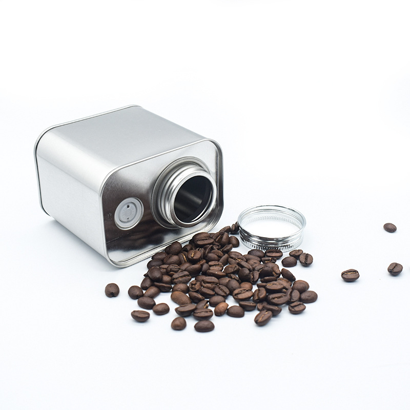 Envase de café del fabricante, lata de hierro, lata sellada para semillas de hierbas, válvula de ventilación unidireccional, lata para almacenamiento de alimentos secos y pimienta.