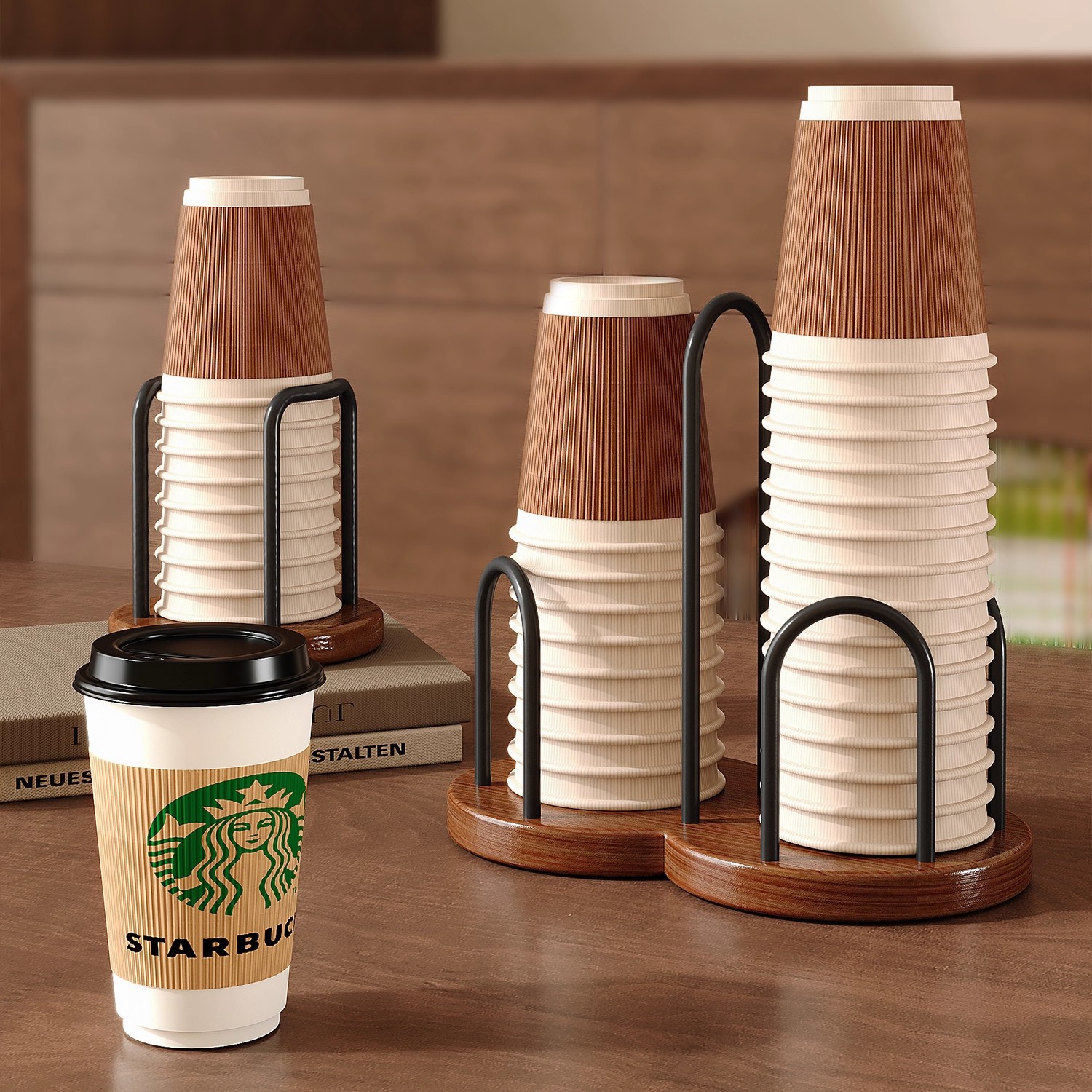 taza desechable taza de café taza de té taza de agua colocando rack de alto valor facial mesa de comedor almacenamiento rack de papel taza