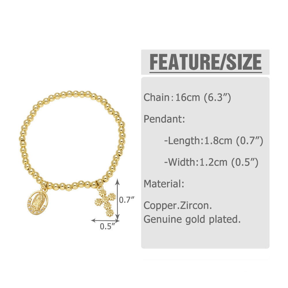 15g Weight 18K Gold Plated Plating Material Wholesale Jewelry Vintage Style Classic Style Starfish Hippocampus Heart Shape Copper 18K Gold Plated Plating Ball Chain Bracelets