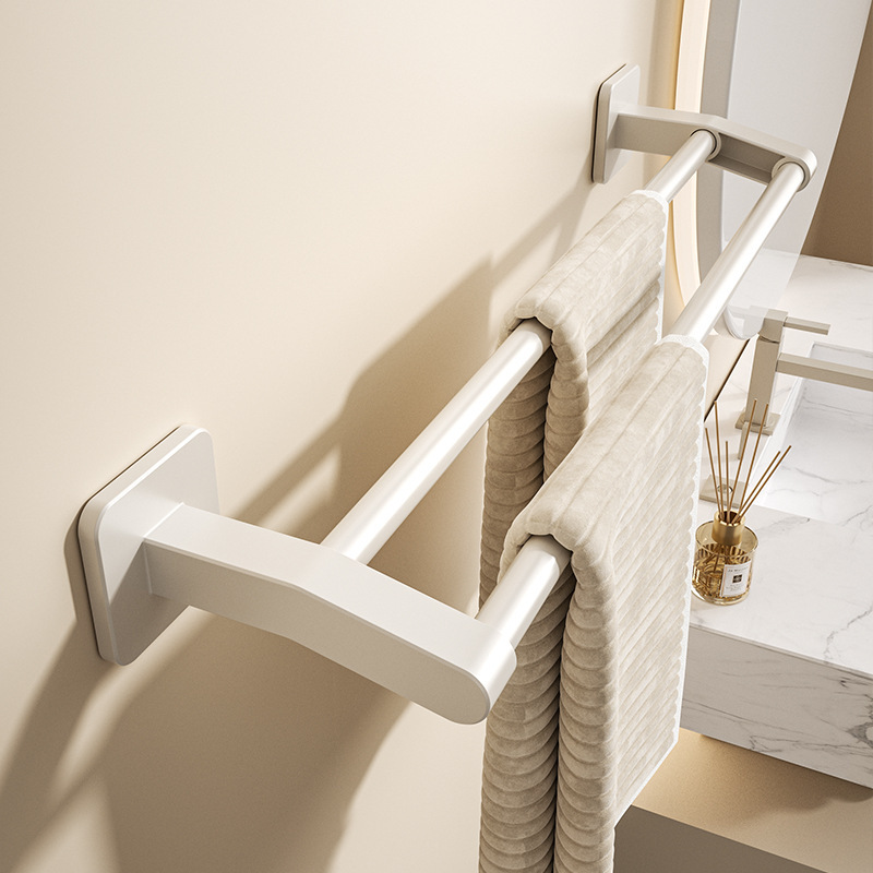 白いタオル掛けトイレ穴なし壁掛け棚浴室ダブルシングルトイレ収納ラック|undefined
