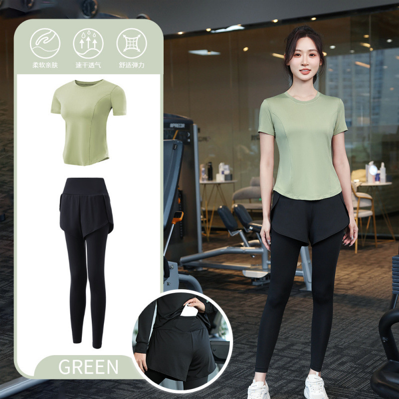 Juego de carrera para mujeres primavera y otoño principiantes de verano yoga deportivo rápido ropa seca trajes transpirables comercio exterior al por mayor