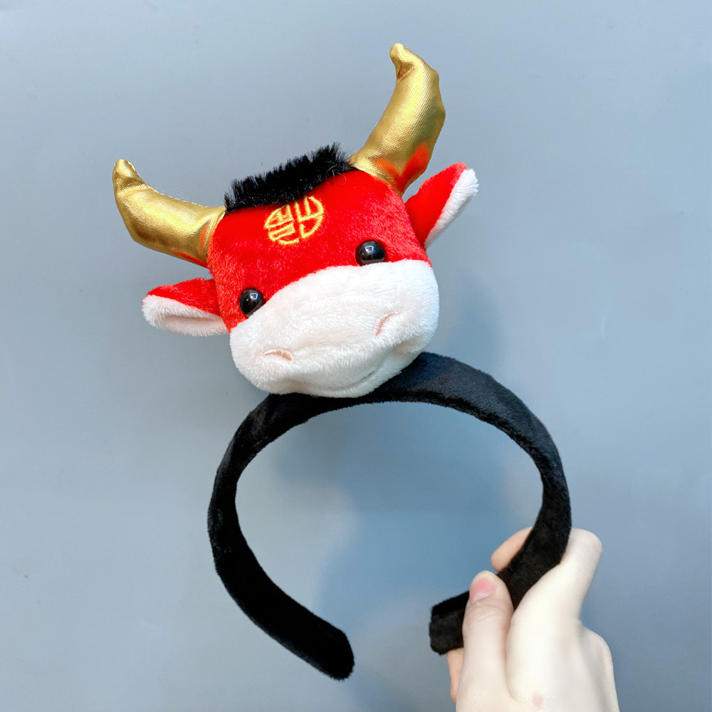 Korean Plush Horns Wide Headband display picture 8