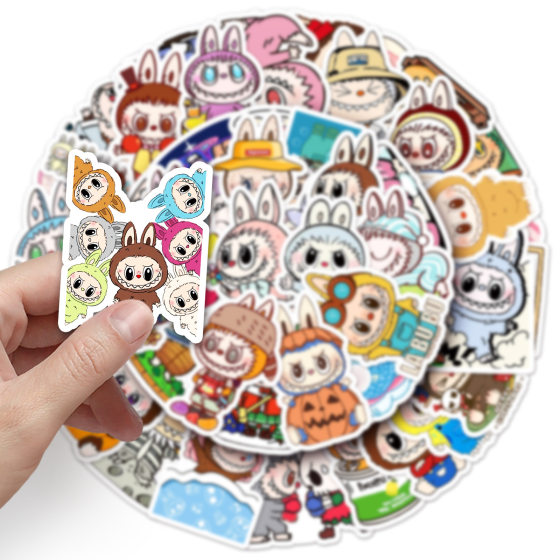 50 Labubu stickers Labubu cute cartoon rabbit elf sky group waterproof decorative mobile phone computer stickers