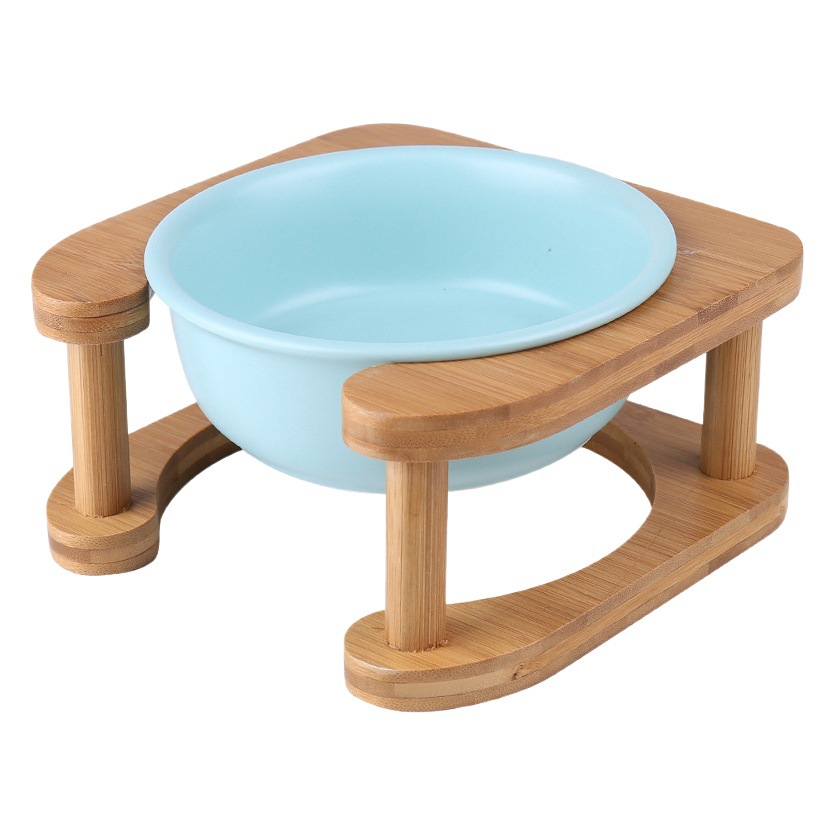 Taza de gato de cerámica gato tazón de comida gato tazón de perro de cerámica tazón de perro tazón de fuente de doble tazón de la columna cervical anti-golpe