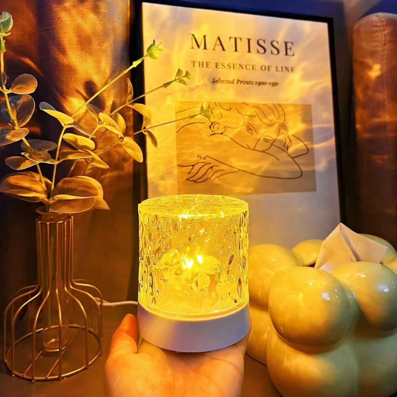Table Lamp Creative Wave Night Light, 3W Plug-in or Rechargeable, 16‑Color Dynamic & Touch/Remote