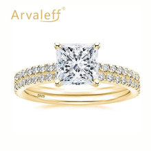 Arvaleff S925银戒指镶嵌2克拉7.5*7.5方锆石女式戒指欧美爆款