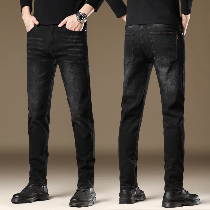 Pantalones vaqueros juveniles de los hombres SLIM-Fit Mediados de cintura marca de moda stretch lápiz pantalones de los hombres de estilo coreano de moda Pantalones gris de los hombres