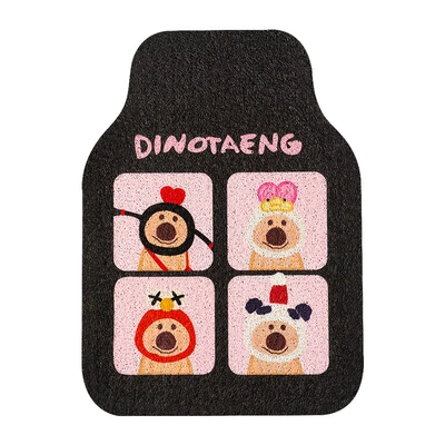 Avtomobil döşəmə paspasları: ring girl car anti-dirty foot - black-braided-pepper-bear-wire-circle-foot-pad-front-1-64548cm-front-silk-circle