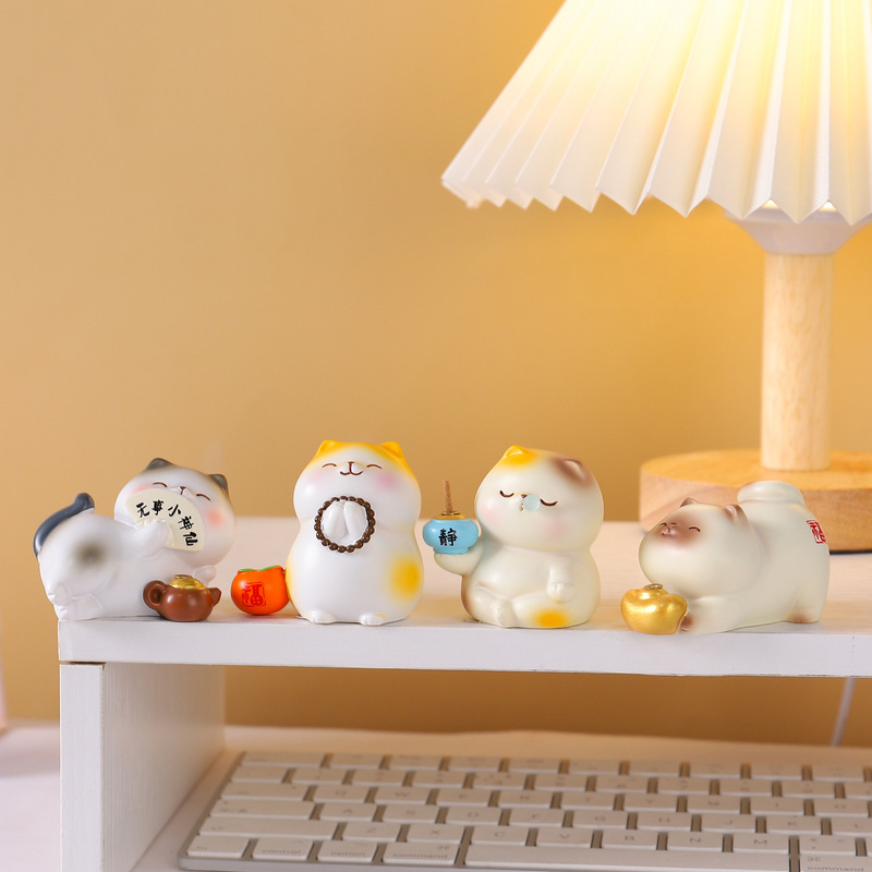 New Style Zen-Themed Cat Incense Stick Blind Box, Chinese-Style Healing Cat Aromatherapy Desktop Ornament Gift Wholesale