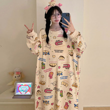 睡衣女春秋款长袖大码卡通可爱睡裙2025甜美少女可外穿长袖家居服