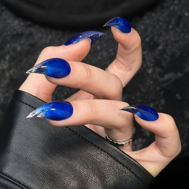 European and American Style Fake Nails, Pure Handmade Dragon Claw Nails, Cross-Border Sapphire Blue Ice Transparent Dragon Claw Nails, European and American Hot Girl Cross-Border Wearable Nails European and American Style Fake Nails, Pure Handmade Dragon Claw Nails, Cross-Border Sapphire Blue Ice Transparent Dragon Claw Nails, European and American Hot Girl Cross-Border Wearable Nails