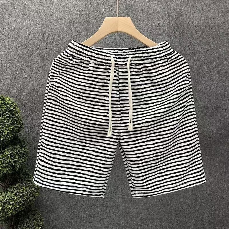 Striped Shorts, Cool Striped Casual Shorts for Men, Trendy Brand Youth Five-Point Shorts, Men's Summer Home Beach Shorts
