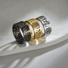 Eurasian Amazon 8MM Wide Stainless Steel Engraved Rune Viking Letter Men's Ring Non-fading