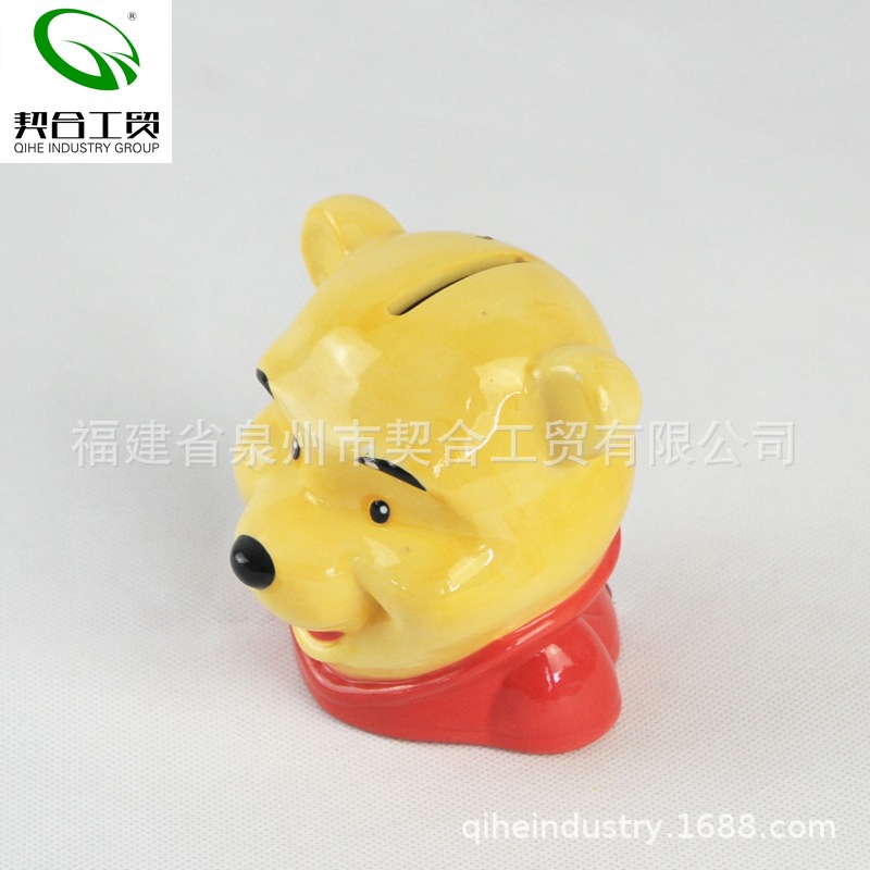 Exportación de cerámica alcancía miel olla de dibujos animados oso Pooh oso alcancía cerámica animal alcancía