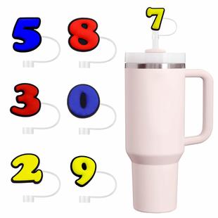 Colorful Digital Straw Cap Temu Silicone Straw Cap Party Straw Decorative Cap Dust Cap Silicone Straw Cap