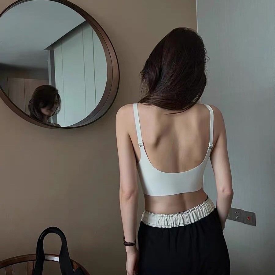 Ropa interior deportiva, chaleco para mujer, copa fija de una pieza, espalda fina sin costuras, sin anillo de acero, sujetador antiflacidez