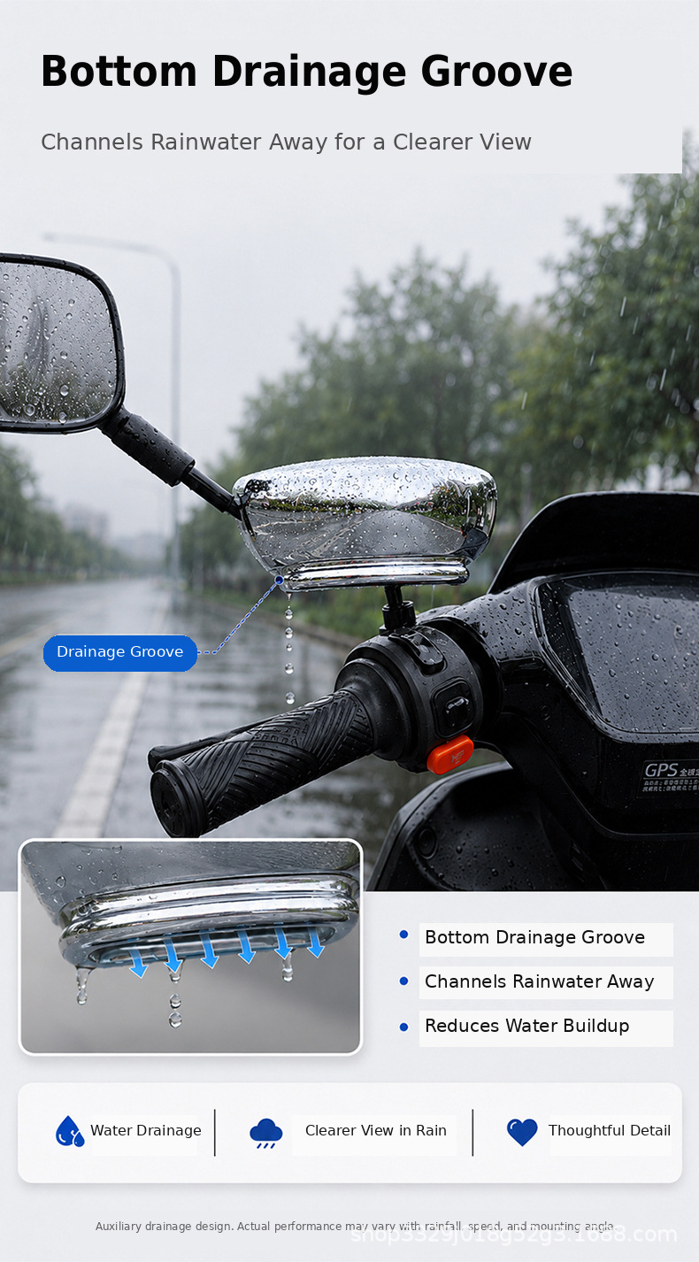 Motorcycle and bicycle wide-angle auxiliary rearview mirror, electric vehicle reflector, blind spot mirror, adjustable angle, car mirror accessories