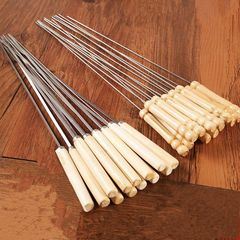 Stainless steel flat skewers thickened outdoor barbecue needle mutton skewers steel skewers iron skewers accessories tools household