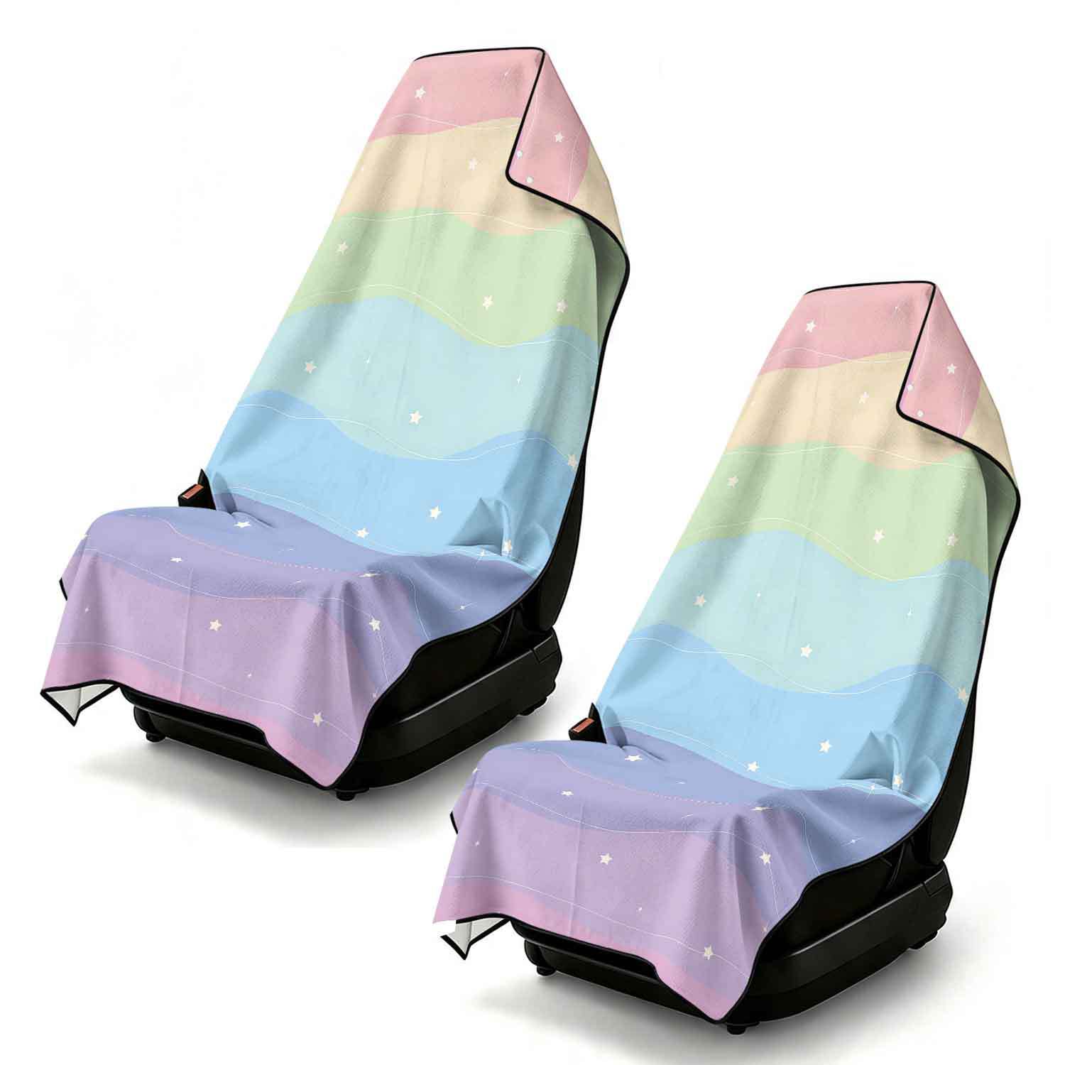 2-piece dual-use car seat cover, ultra-fine fiber, can be used as a beach towel, printed car protective seat cover 6
