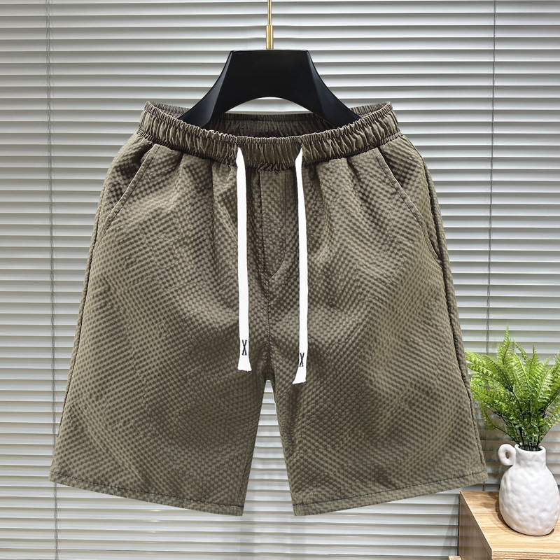Men's Ice Silk Quick-Dry Running Beach Shorts 5 Inch Breathable Non-Slip Pockets Drawstring Waist Straight Cut 4 Colors_voghion.com
