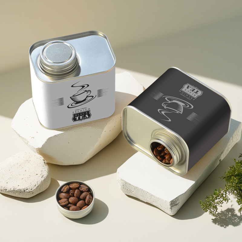 防湿密封コーヒー豆缶ブリキ缶 100 グラム印刷可能なロゴ茶穀物金属包装|undefined
