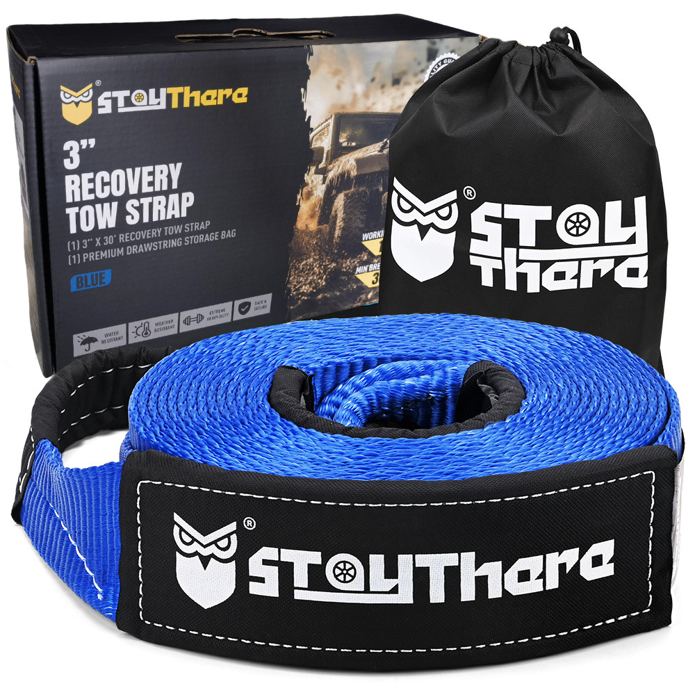 6.1米3万磅蓝色重型救援拖车绳捆绑带防滑户外强力货物固定绑带