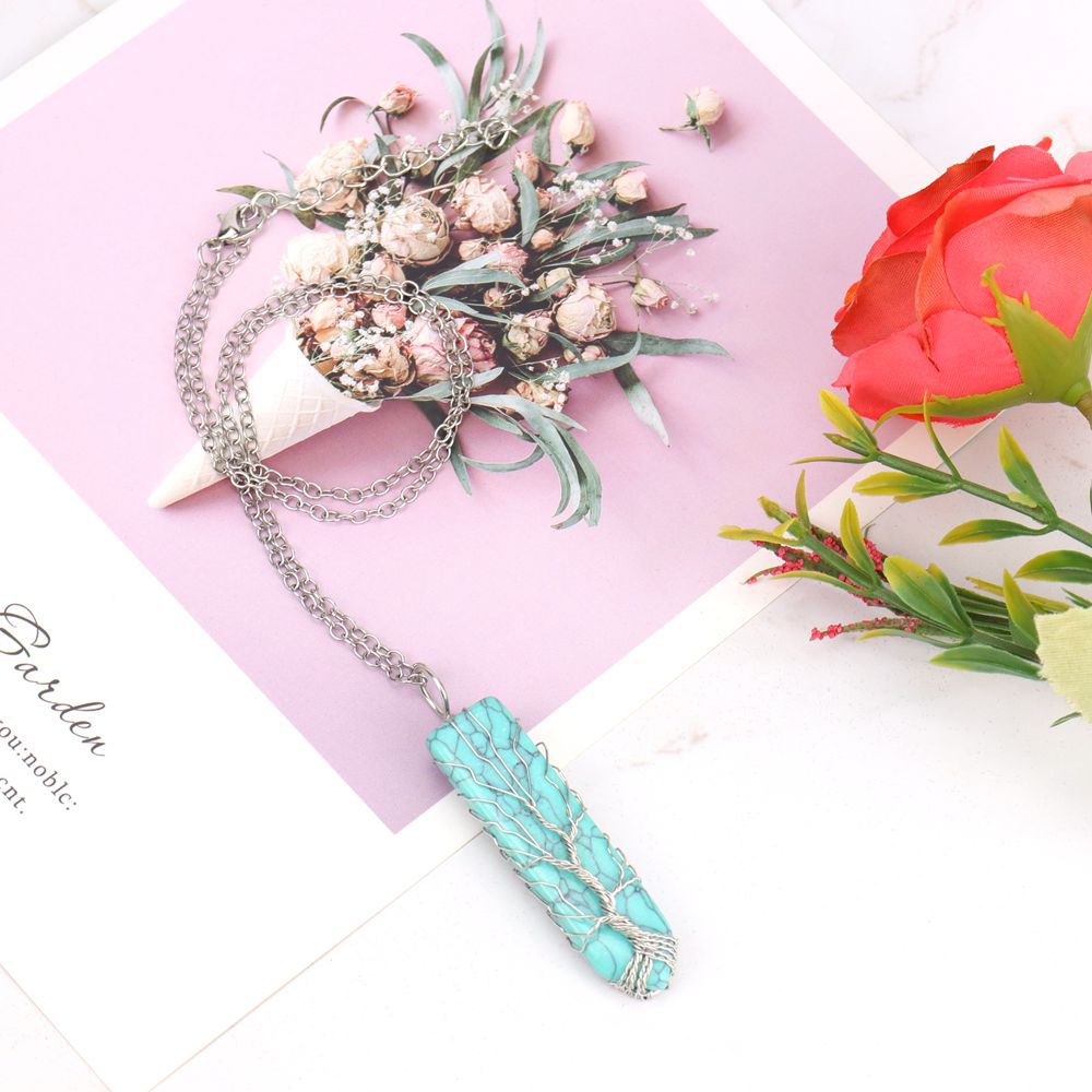 Pastoral Geometric Alloy Handmade Natural Stone Pendant Necklace 1 Piece