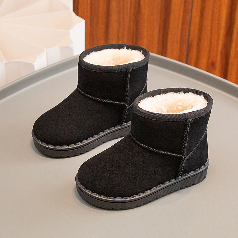 Bottes de neige pour enfants, garçons et filles, nouvel ensemble de bottes courtes, chaussures en daim et coton, isolation en peluche, hiver 2023_voghion.com