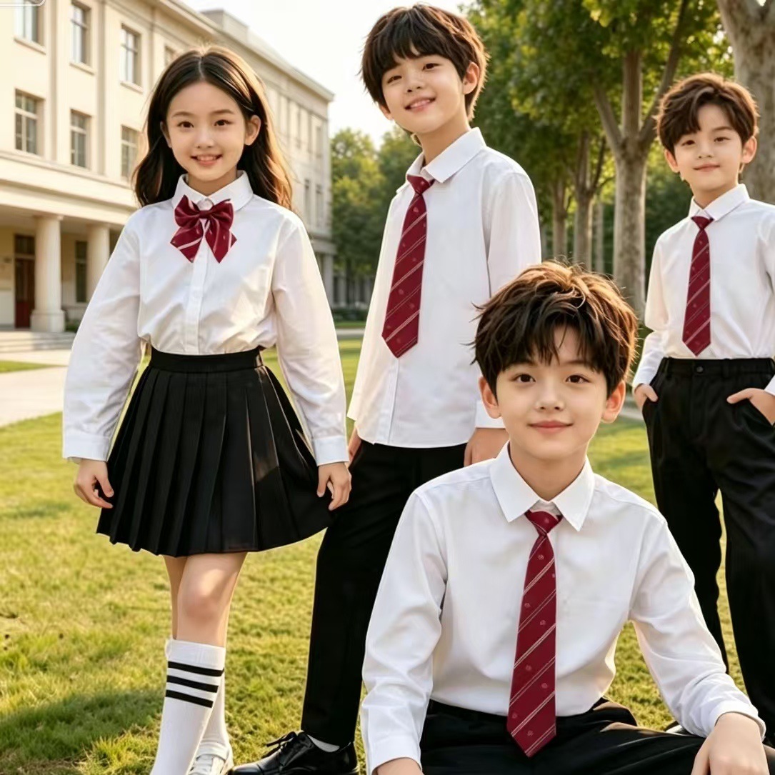 Elementary school student college-style school uniform set, graduation photo gown, long-sleeved shirt, British-style class uniform, host performance costume