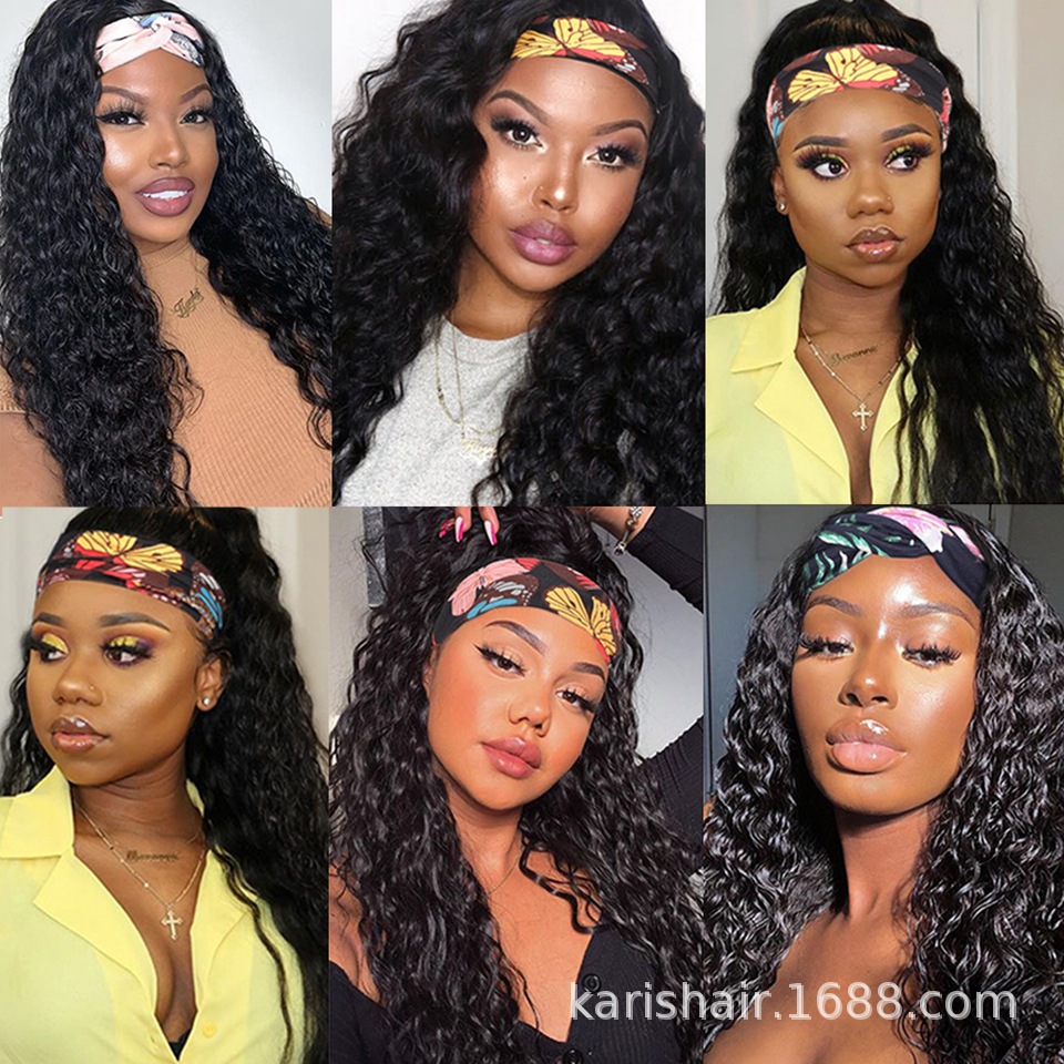 Diadema pelucas real del pelo humano conjunto mecanismo peluca conjunto de pelo rizado Peluca de pelo real