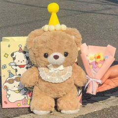 かわいいよだれかけテディベア人形ぬいぐるみモカベアギフト癒しのなだめる布人形