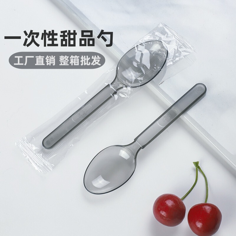 Disposable Spoon Plastic Separate Packaging Commercial Take-Out Dessert Ice Cream Bibimbap Salad Fruit Fish Cake Spoon