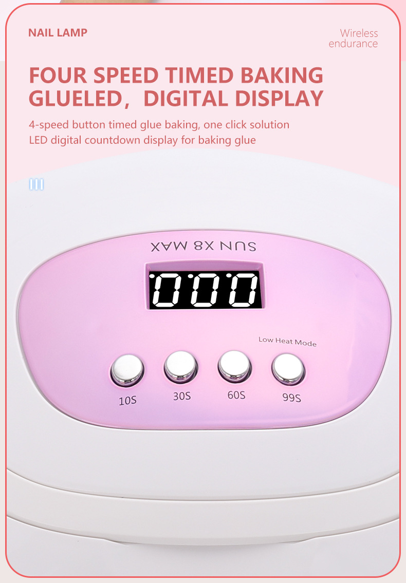 Yeni çift el tırnak makinesi fototerapi lambası el çantası 220W yüksek güçlü çabuk kuruyan tırnak jeli kürleme kurutucu X8