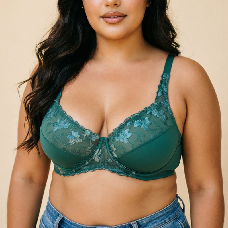 New European and American Style Plus-Size Lace Bra with Exquisite Embroidery, Fresh French Style, Sexy Lingerie for Women, Comfortable and Supportive