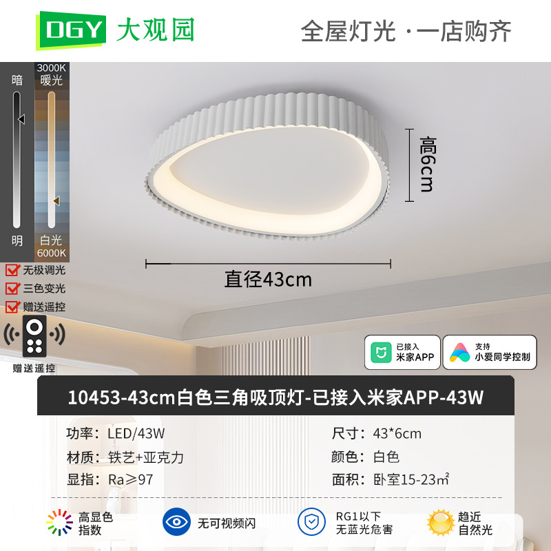 Nueva lámpara de techo de la sala de estar crema viento de espectro completo rectangular simple pasillo brillante protector de ojos lámparas de casa 700L