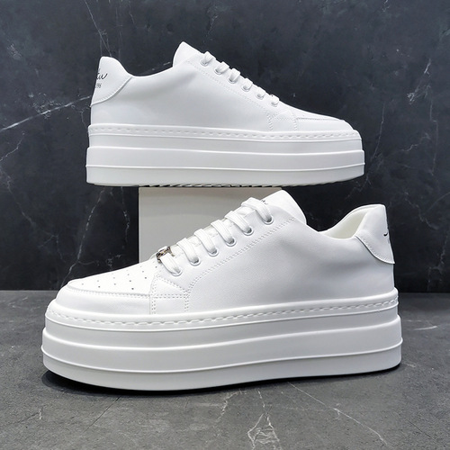 Men's height-increasing insole shoes with thick sole, cake shoes, fashionable white shoes, breathable trendy men's shoes, Wenzhou live broadcast and distribution of trendy shoes.